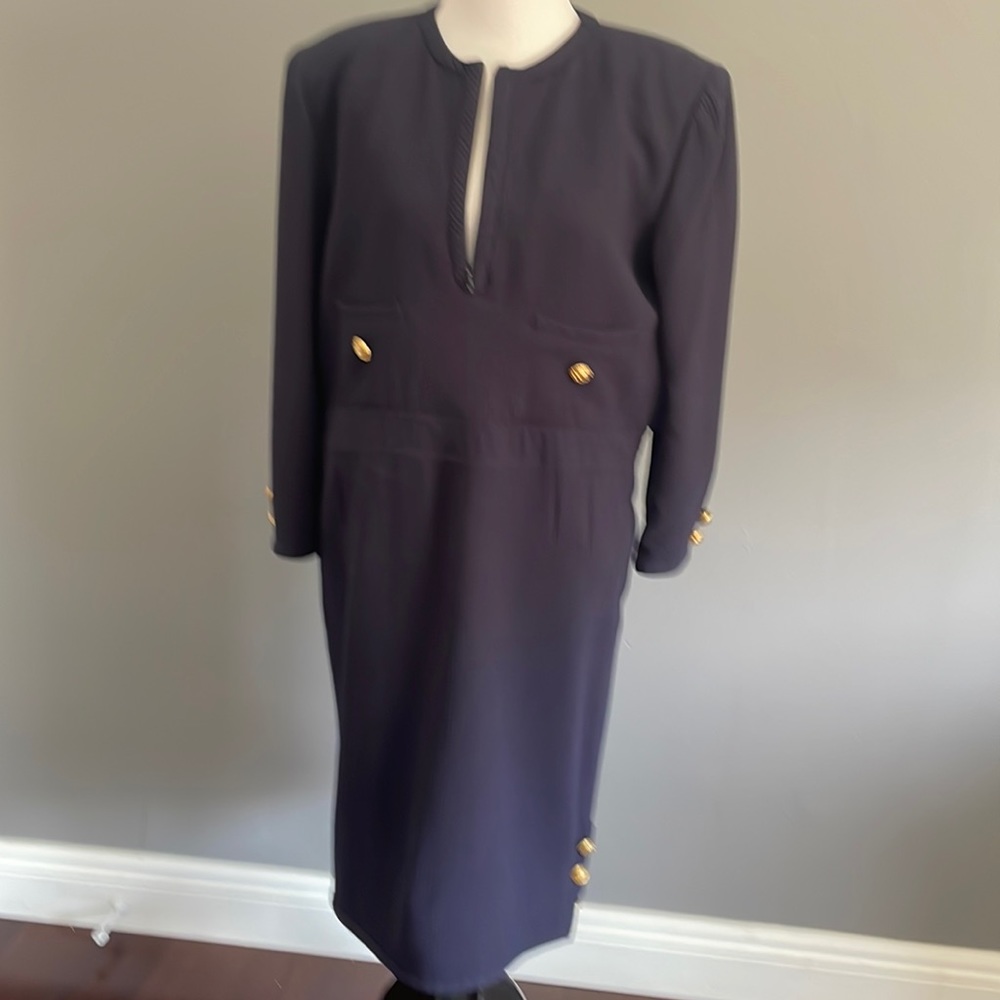 Valentino long sleeve dress navy blue size12 zip on the side
